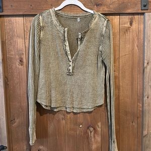 Free People Waffle knit Henley